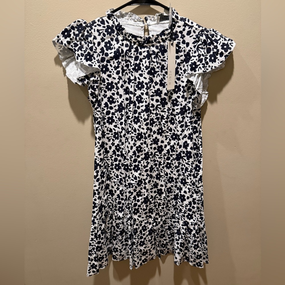 New Black and White Willow Floral Mini Dress Women’s Small